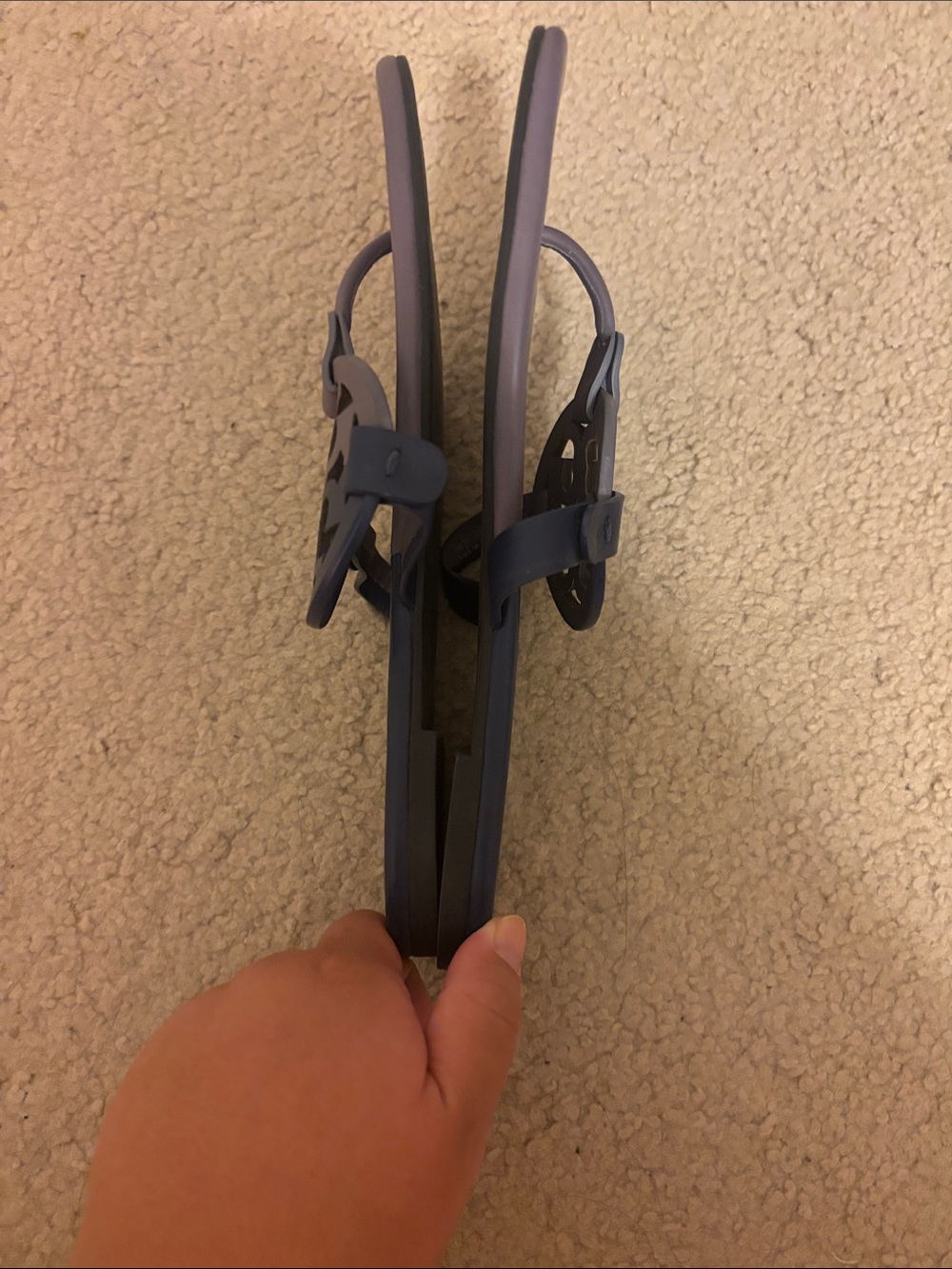 Tory Burch Two-Tone Blue Leather Miller Thong Sandals - Picture 3 of 4